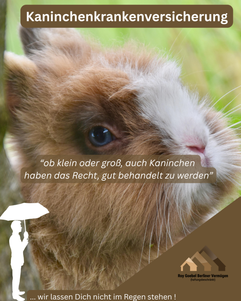 Eine Tierkrankenversicherung für Dein Kaninchen funktioniert ähnlich wie eine Krankenversicherung für Menschen. Du zahlst einen monatlichen Beitrag und erhältst einen Teil der Tierarztkosten zurück, wenn Dein Kaninchen krank wird oder einen Unfall hat. Du kannst selbst wählen:
den Erstattungssatz (z. B. 50%, 70% oder 90%)
die jährliche maximale Erstattungssumme (z. B. 3.000€, 6.000€ oder unbegrenzt)
die Höhe der Selbstbeteiligung
So bist Du finanziell abgesichert, falls unerwartete Kosten auftreten.