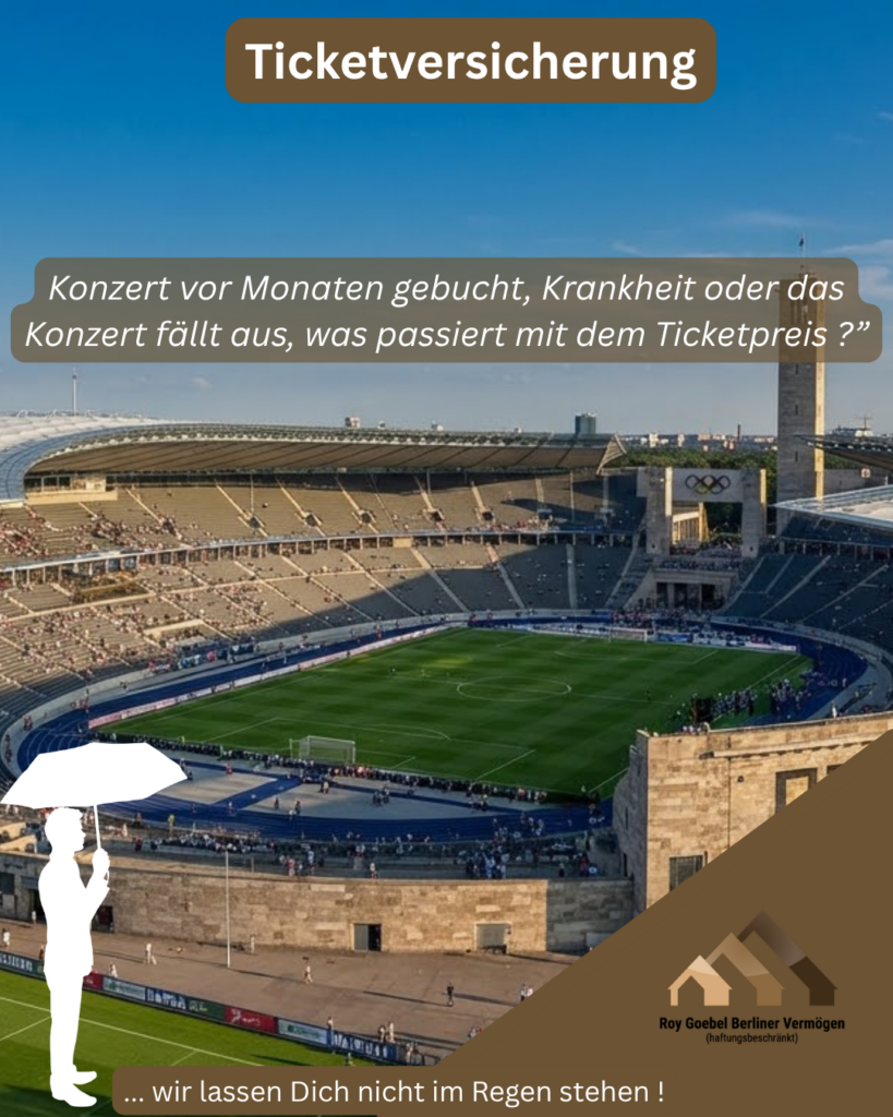Ist dir bestimmt schon passiert, man bucht ein Konzertticket im voraus und es ist noch einige Monate hin, dann tritt plötzlich eine Krankheit ein, oder etwas passiert unerwartetes dann ist eine Ticketversicherung die optimale Lösung