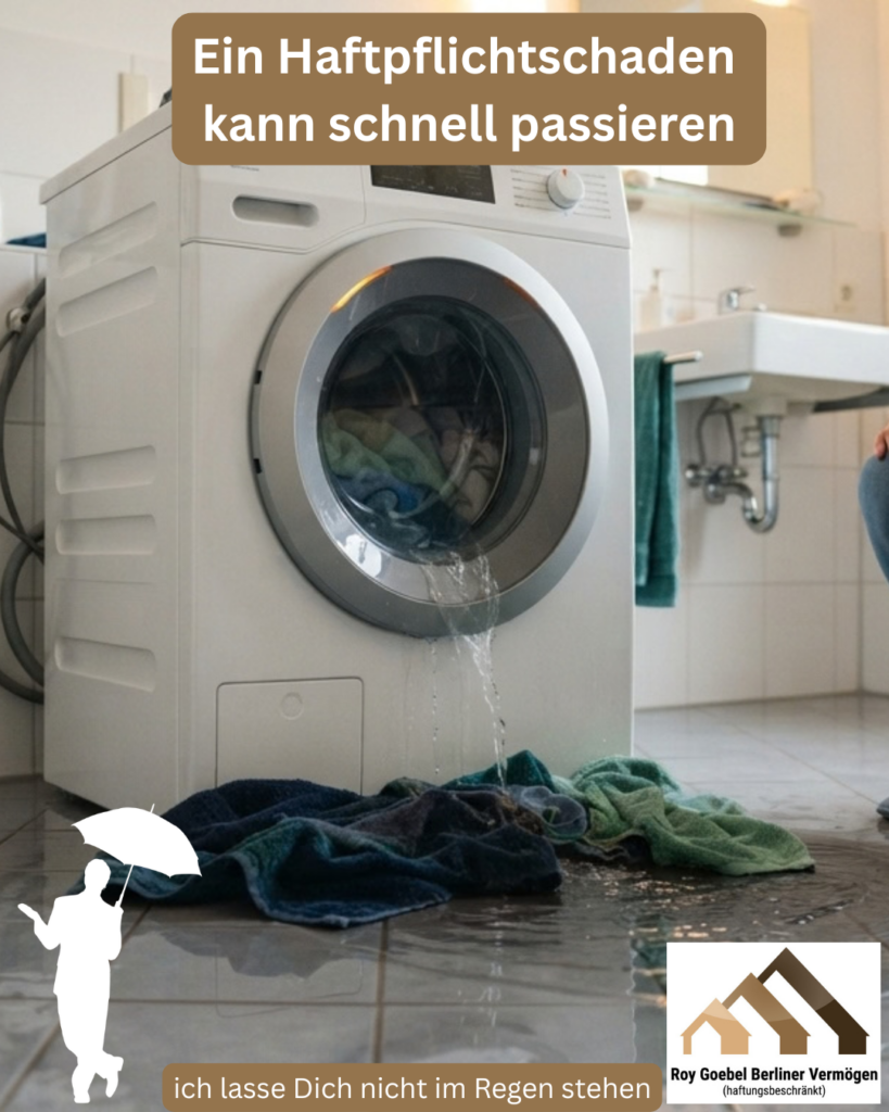 Waschmaschine läuft aus und verursacht einen Wasserschaden: Ein Haftpflichtschaden kann schnell passieren