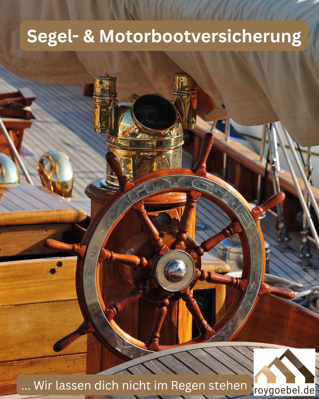 Steuerrad einer Segelyacht: Segel- und Motorbootversicherung bei Roy Goebel